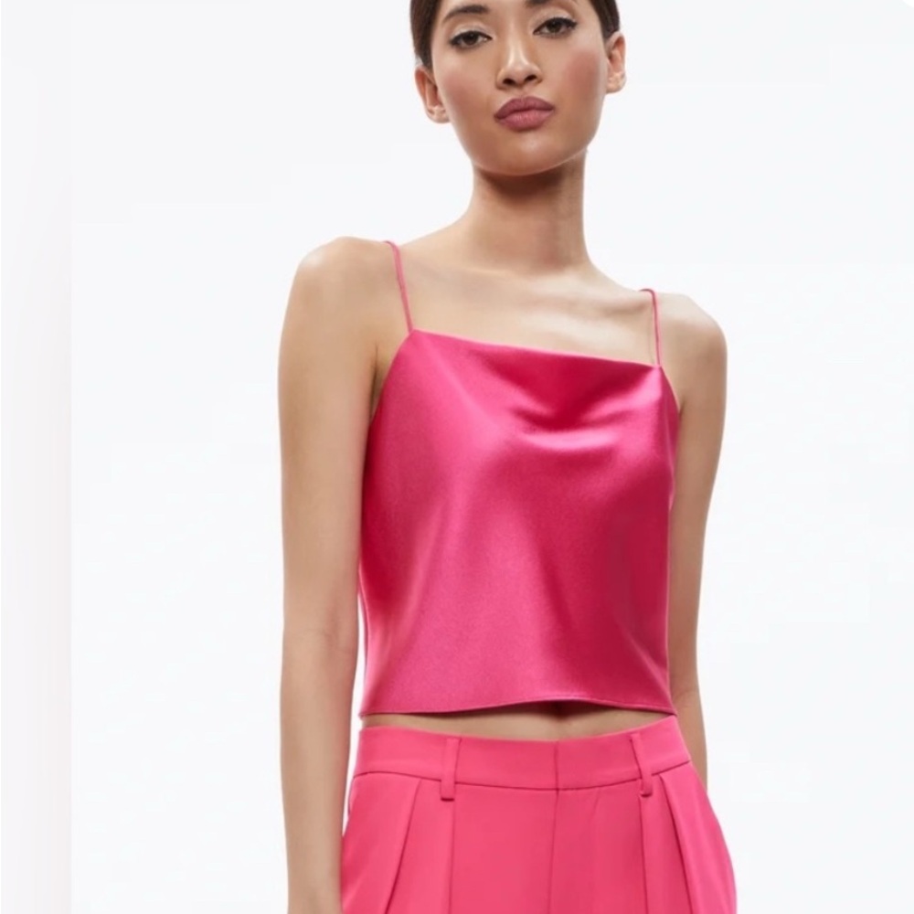Alice + Olivia Fuchsia Satin Camisole